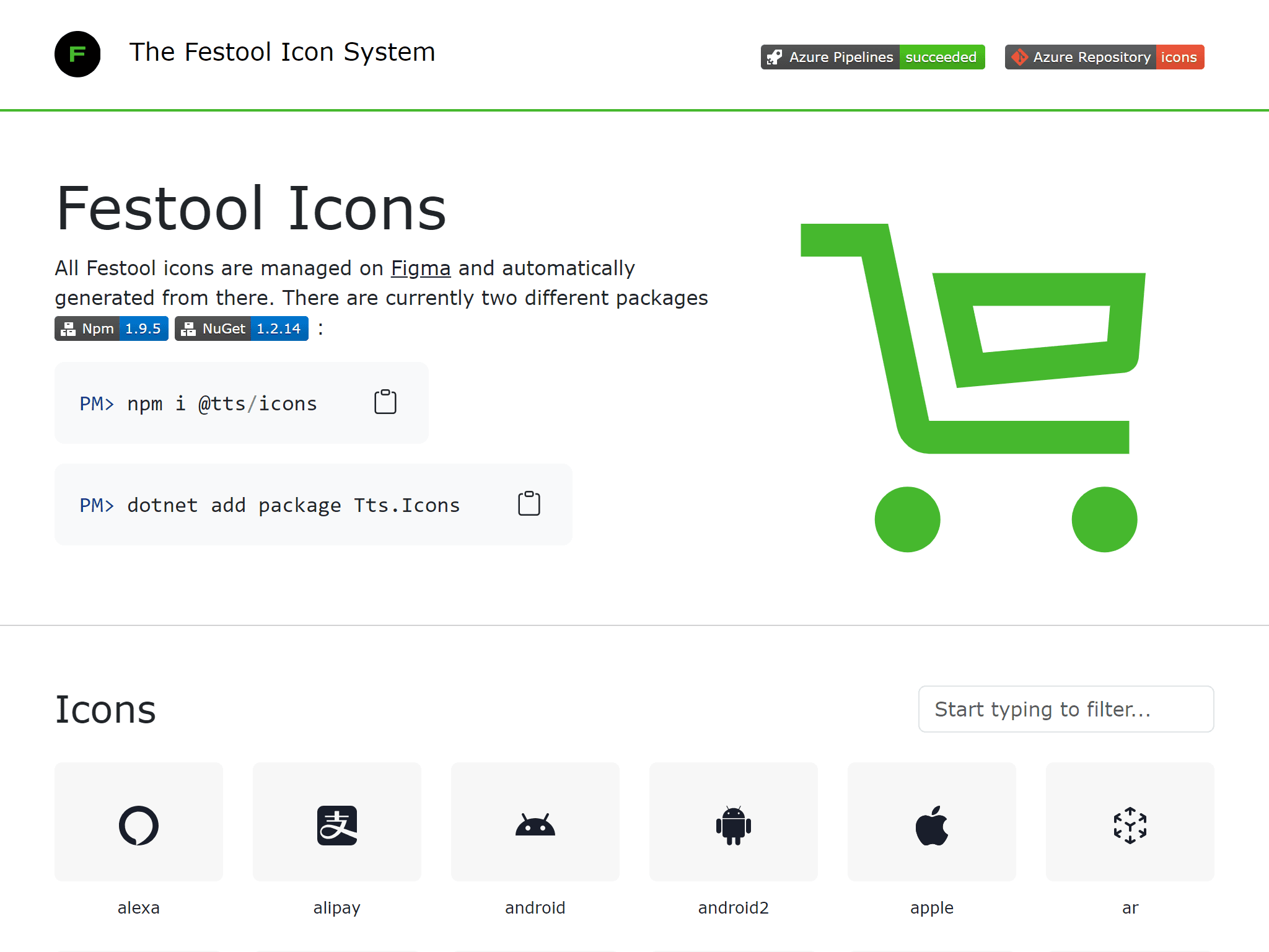 Festool Icon Library Website 'icons.cdn.festool.io'.